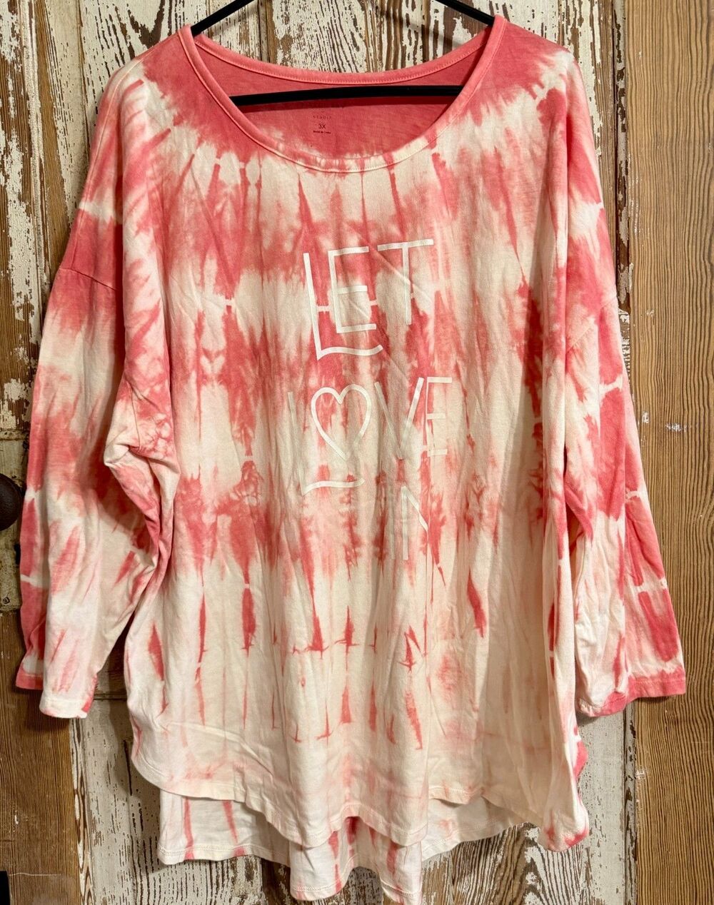 NWOT New Directions Studio Long Sleeve Let Love In Tie Dye T-Shirt - 3X